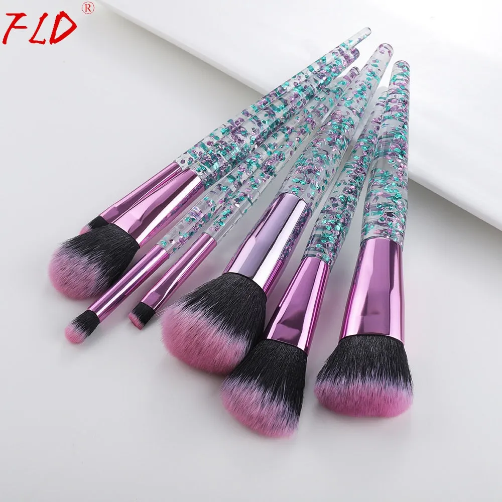 10 Pieces Glitter Makeup Brushes Set Crystal Handle Powder Brush Foundation Eyebrow Face Mascara Blush Eyeliner Kits