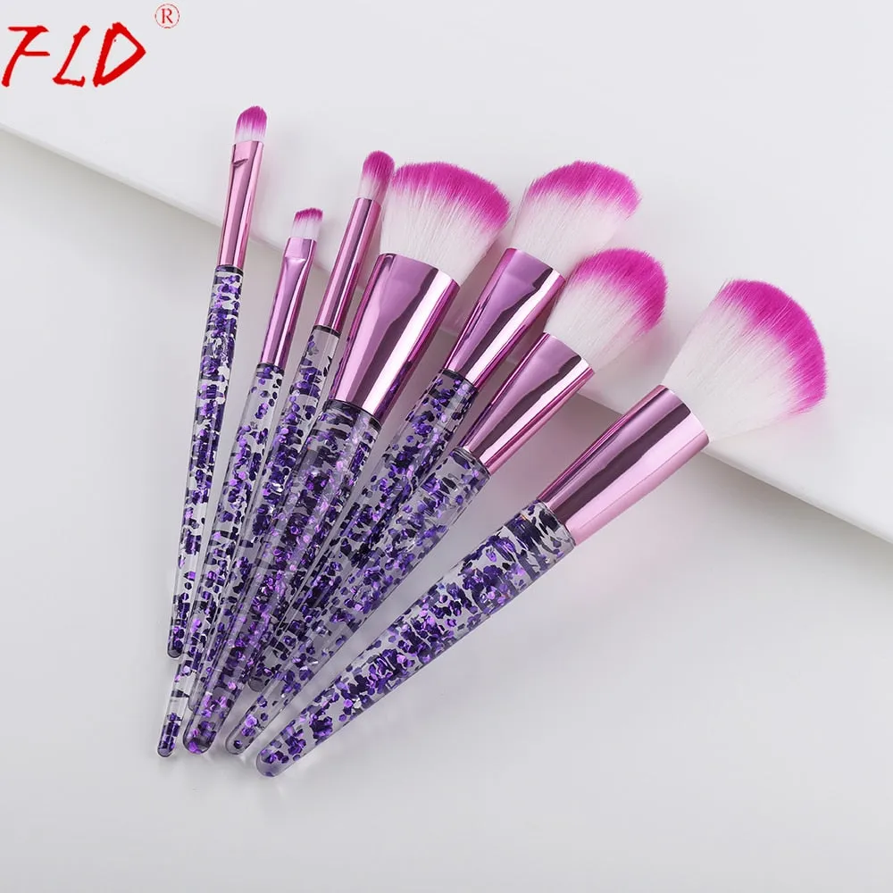 10 Pieces Glitter Makeup Brushes Set Crystal Handle Powder Brush Foundation Eyebrow Face Mascara Blush Eyeliner Kits