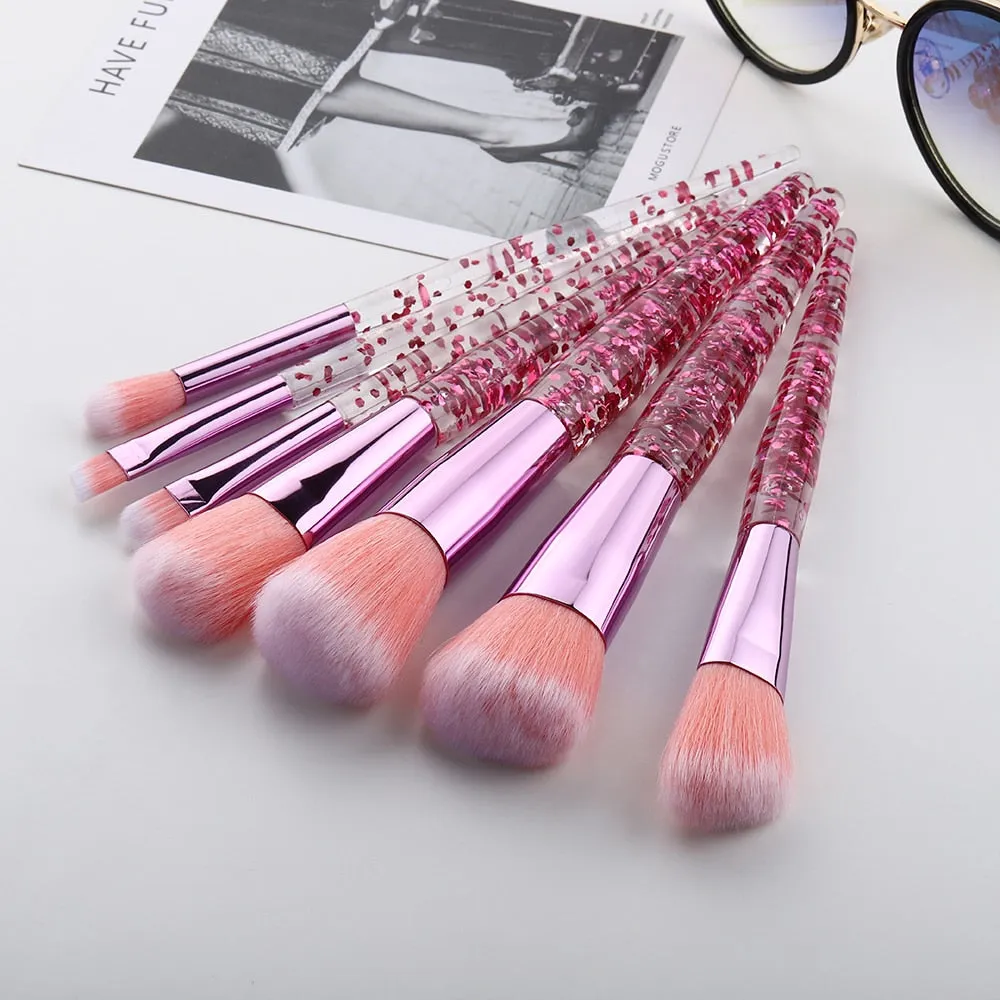 10 Pieces Glitter Makeup Brushes Set Crystal Handle Powder Brush Foundation Eyebrow Face Mascara Blush Eyeliner Kits