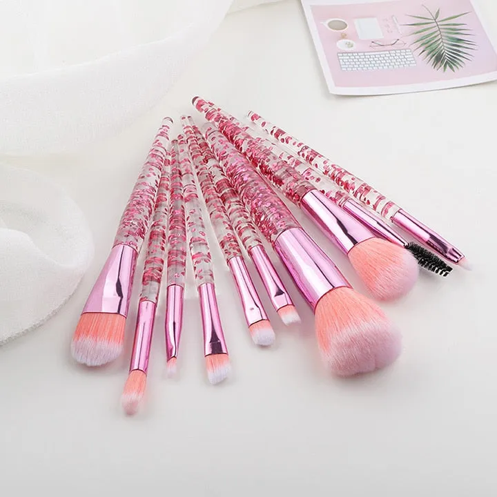 10 Pieces Glitter Makeup Brushes Set Crystal Handle Powder Brush Foundation Eyebrow Face Mascara Blush Eyeliner Kits