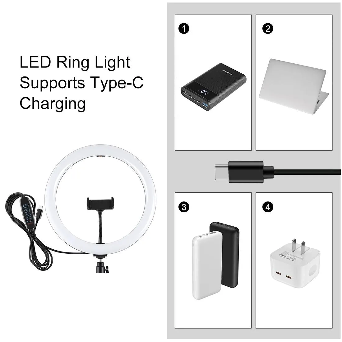 11.8 Led Ring Light with Tripod and Phone Clamp - 3 Modes Dual Colour Temperature Curved Surface - Black