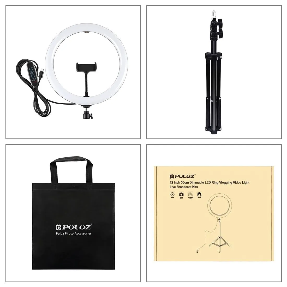 11.8 Led Ring Light with Tripod and Phone Clamp - 3 Modes Dual Colour Temperature Curved Surface - Black