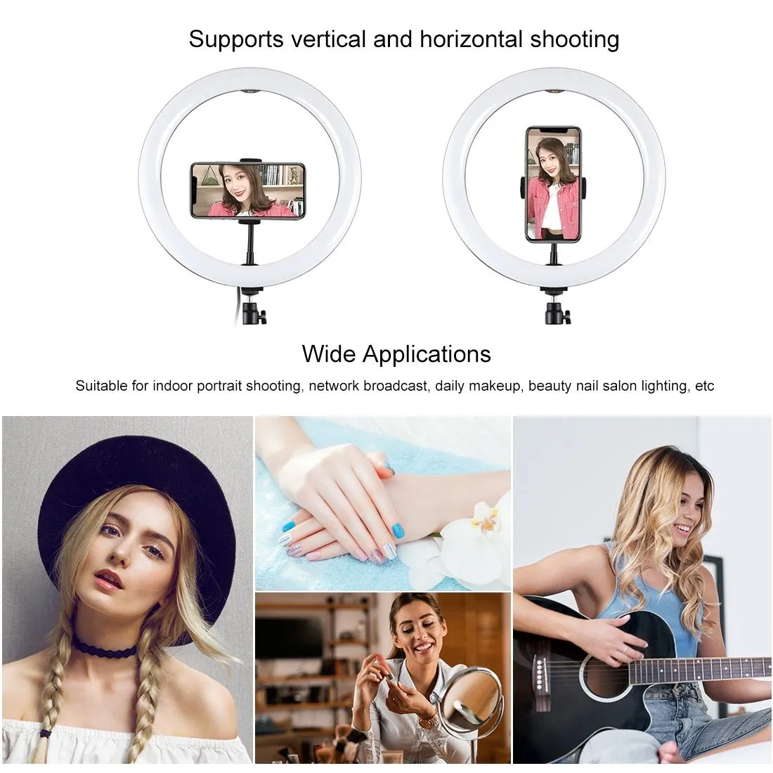 11.8 Led Ring Light with Tripod and Phone Clamp - 3 Modes Dual Colour Temperature Curved Surface - Black