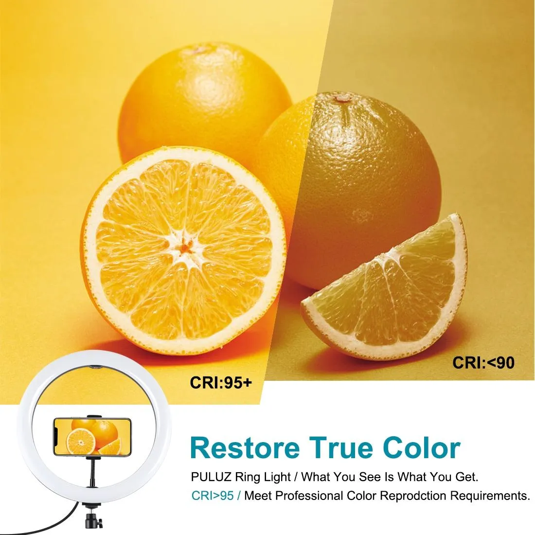 11.8 Led Ring Light with Tripod and Phone Clamp - 3 Modes Dual Colour Temperature Dimmable - Black