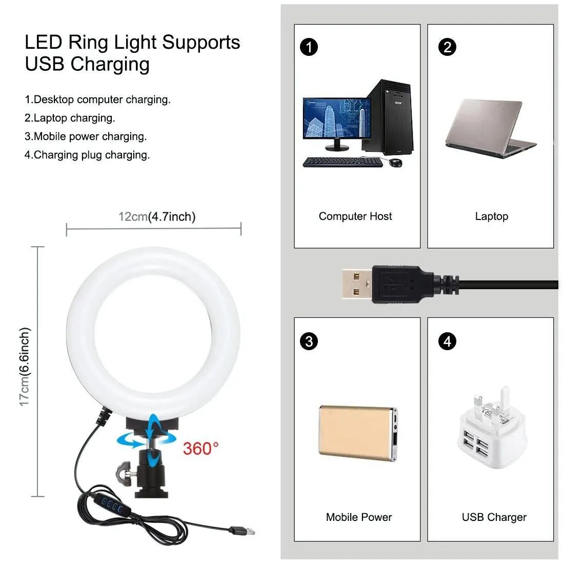 4-In-1 Vlogging Kit With 4.7 Ring Light Mic Tripod & Stabilizer
