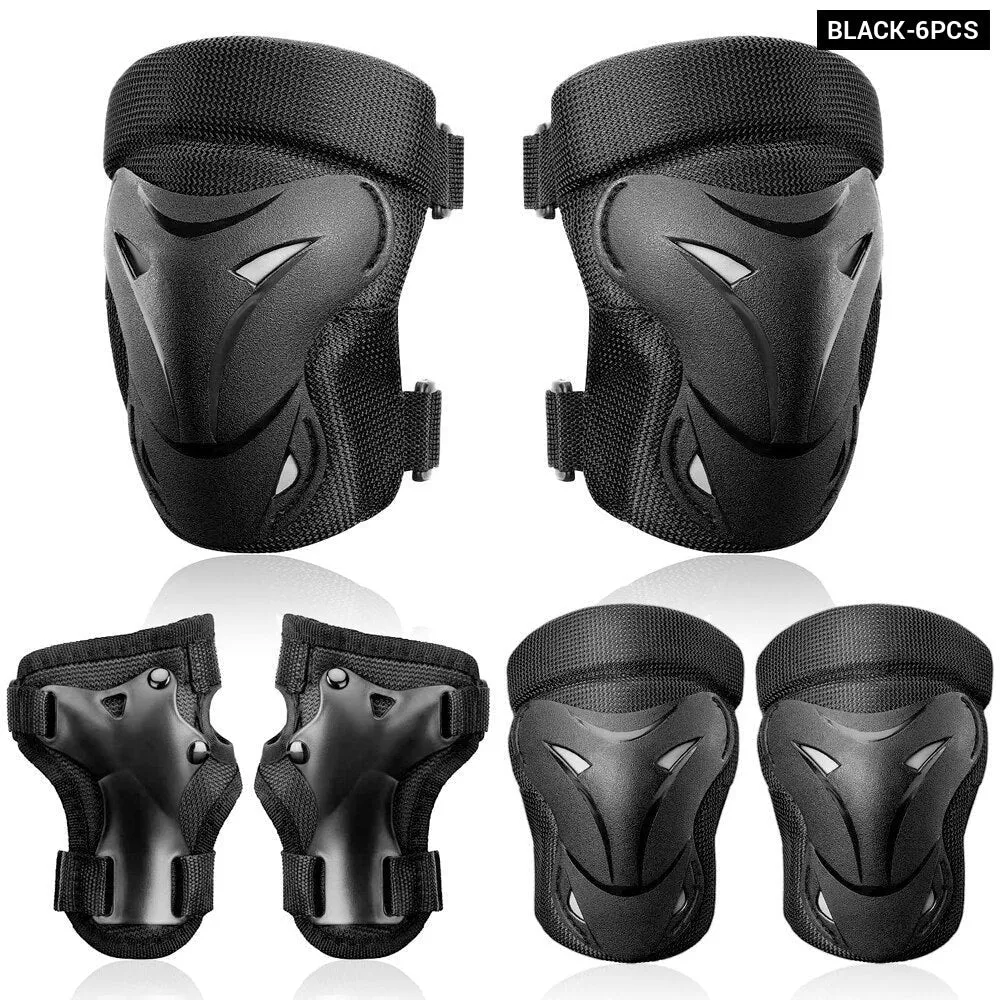 6pcs Adult/child Knee Elbow Pad Wrist Guard Protective Gear Set for Roller Skating Skateboard