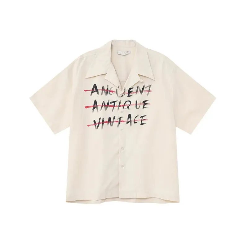 American Style Men's T-shirts Casual Turn-down Collar Short Sleeve Letter Printing Male Loose Tees Summer Chic 9C6275