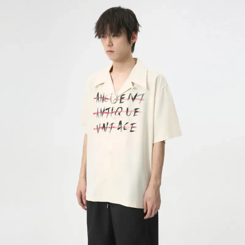 American Style Men's T-shirts Casual Turn-down Collar Short Sleeve Letter Printing Male Loose Tees Summer Chic 9C6275
