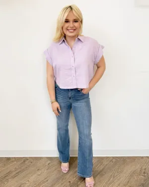 Bali Short Sleeve Collared Button Down Top