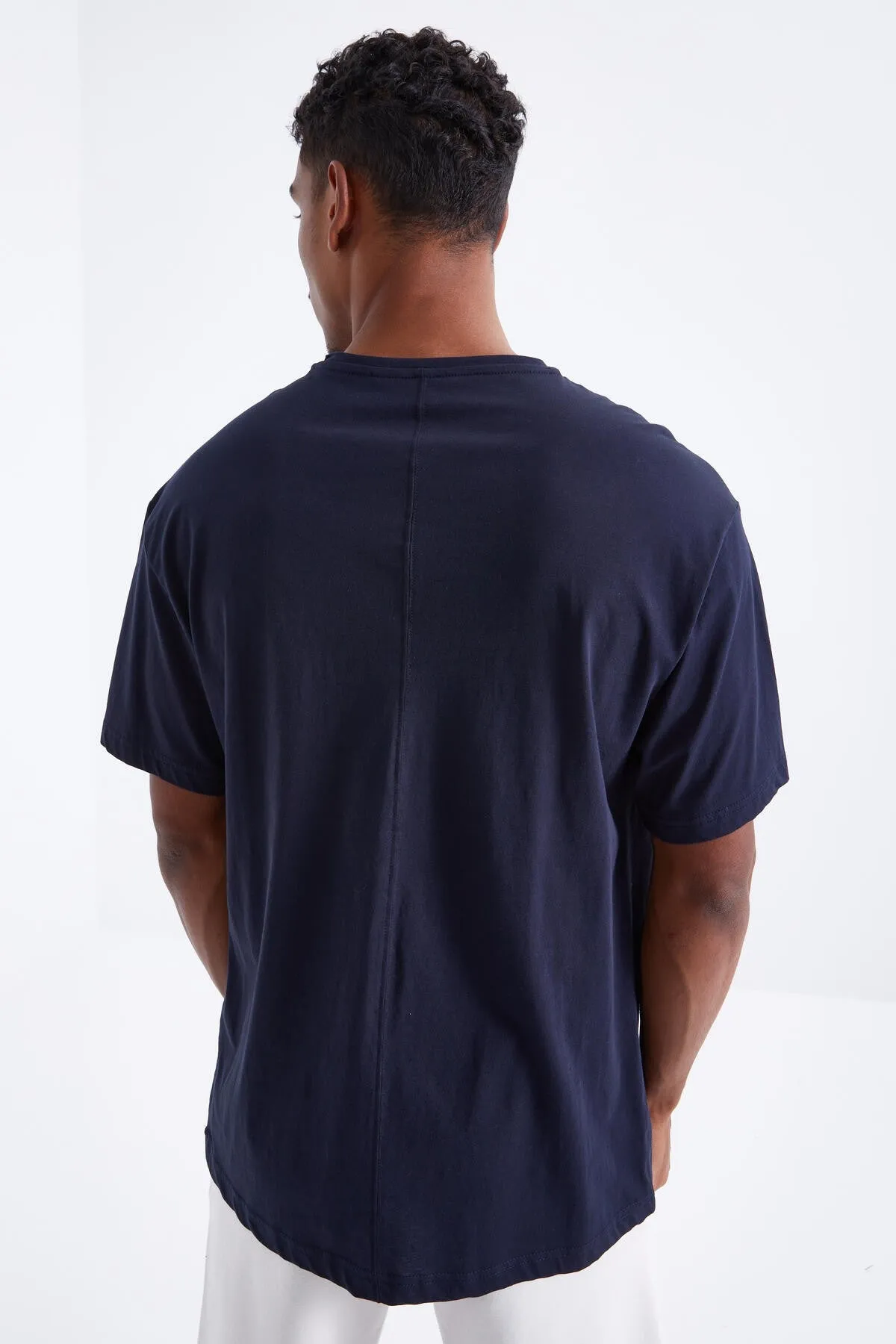 büyük baskili o yaka erkek oversize t-shirt - 88095