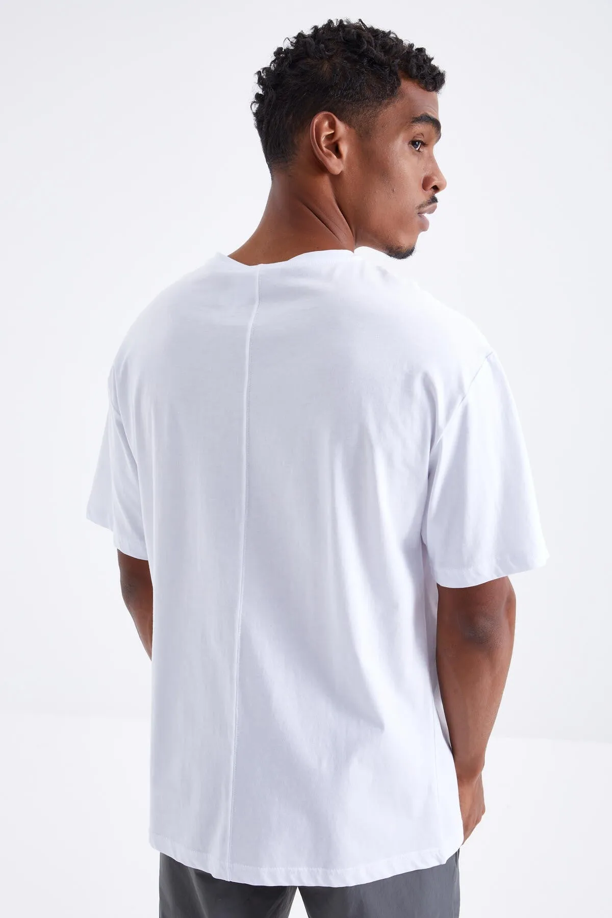 büyük baskili o yaka erkek oversize t-shirt - 88095