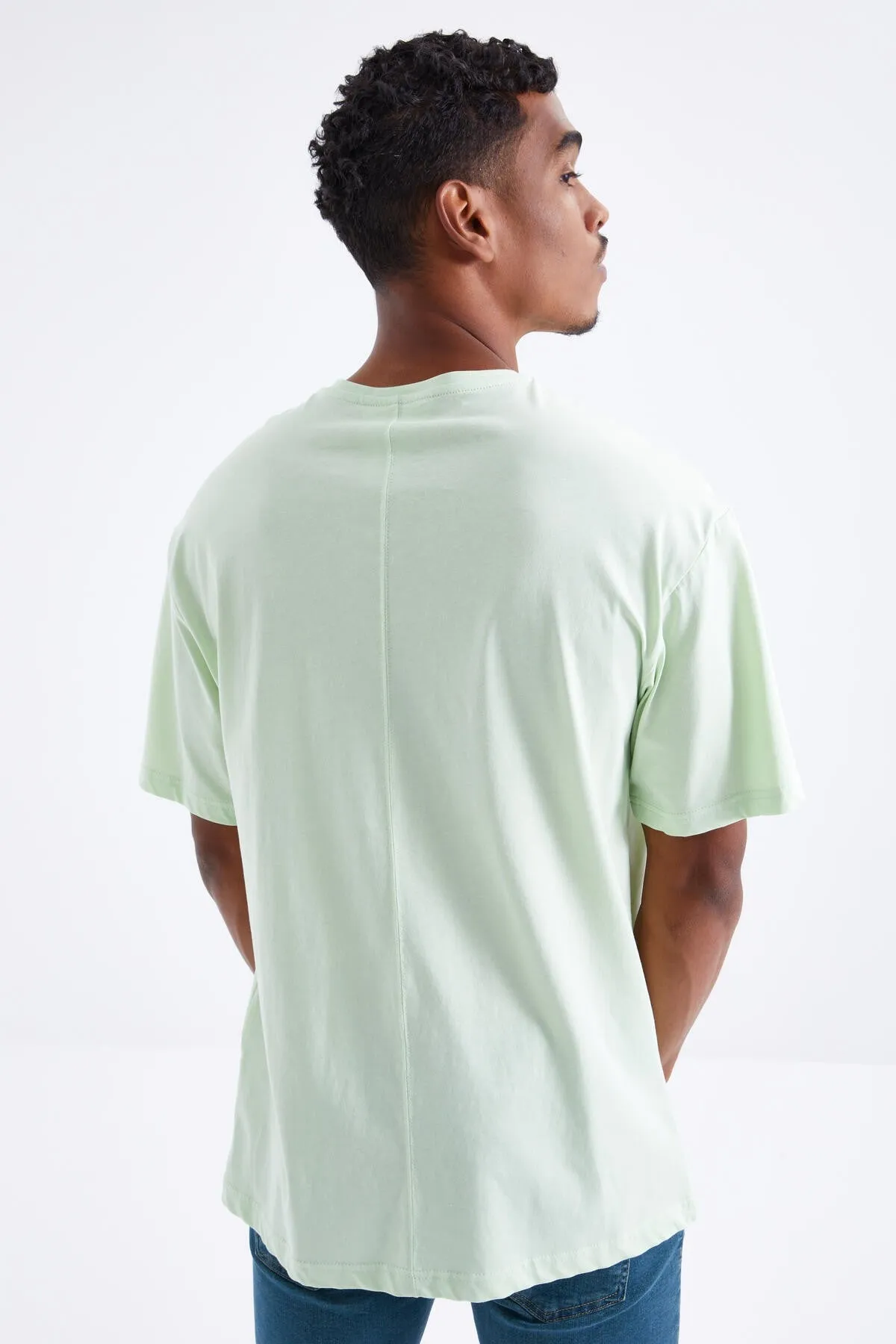 büyük baskili o yaka erkek oversize t-shirt - 88095