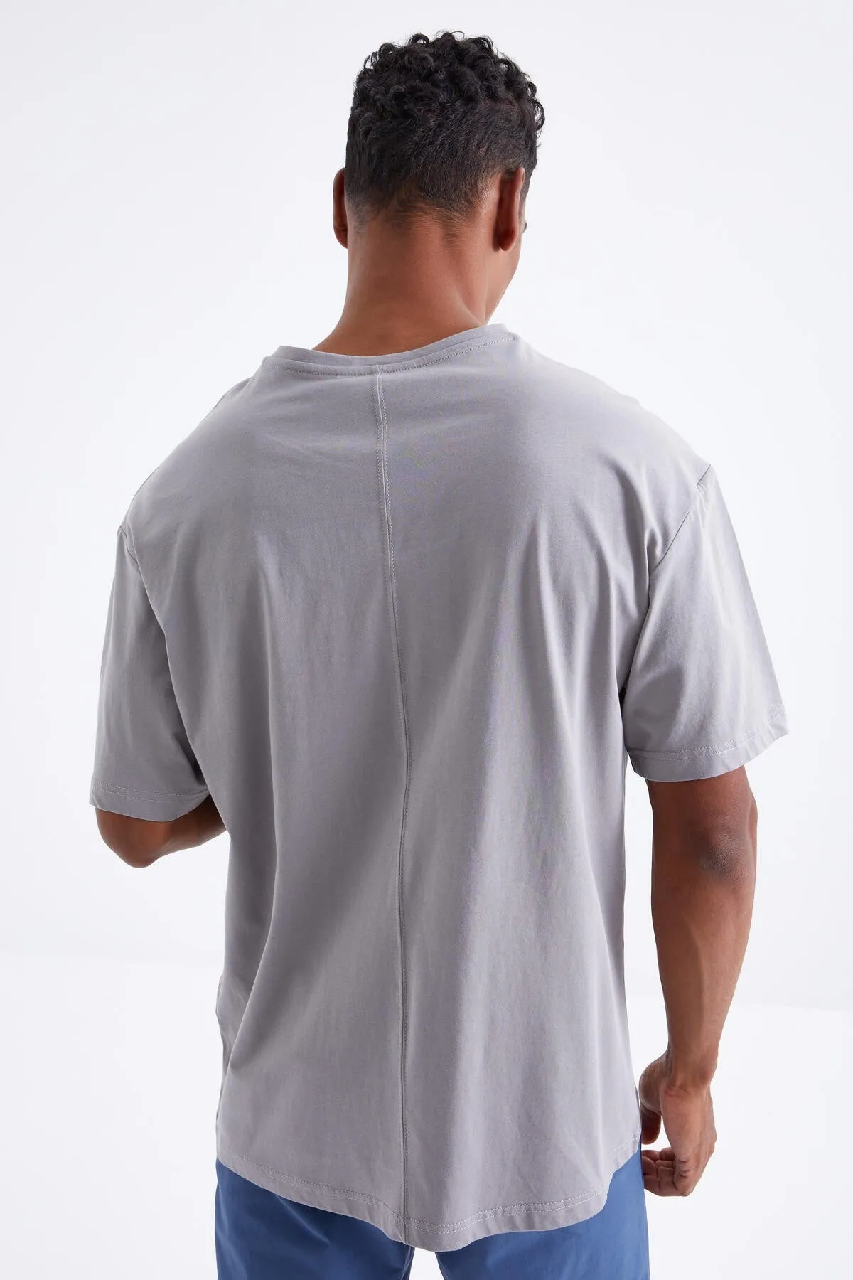 büyük baskili o yaka erkek oversize t-shirt - 88095