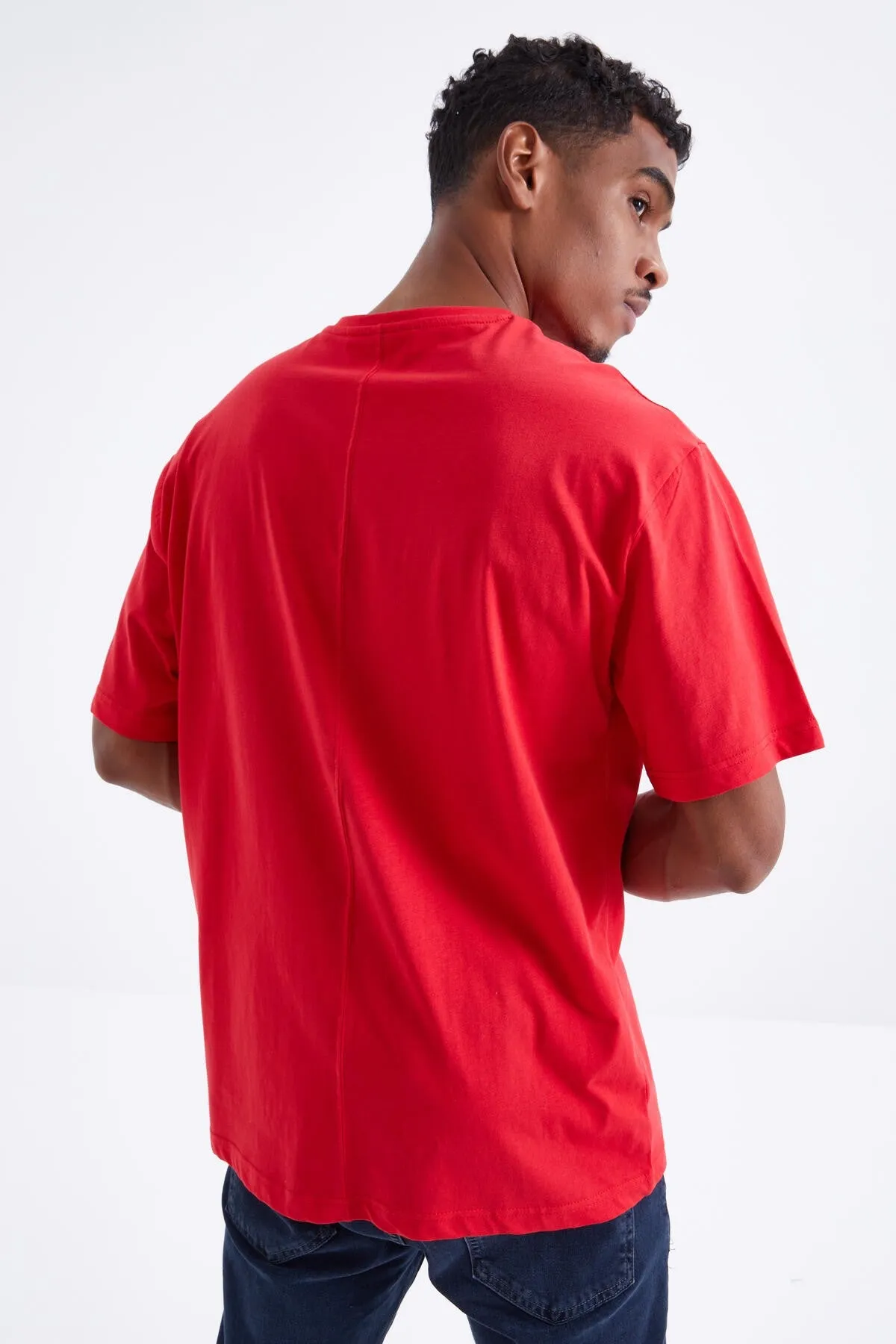 büyük baskili o yaka erkek oversize t-shirt - 88095