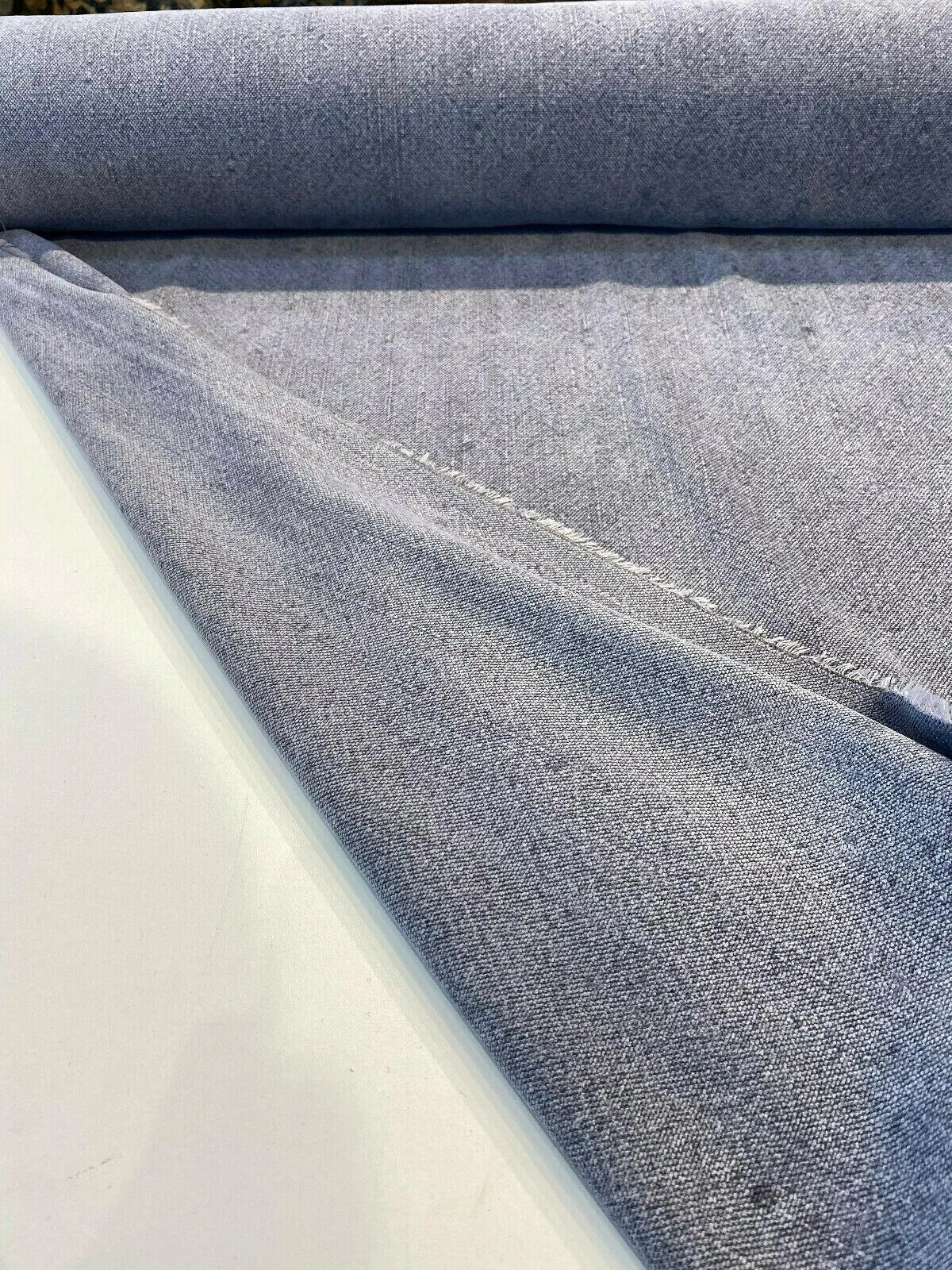 Calvin Linen Denim Blue Italian Drapery Upholstery Fabric by the yard