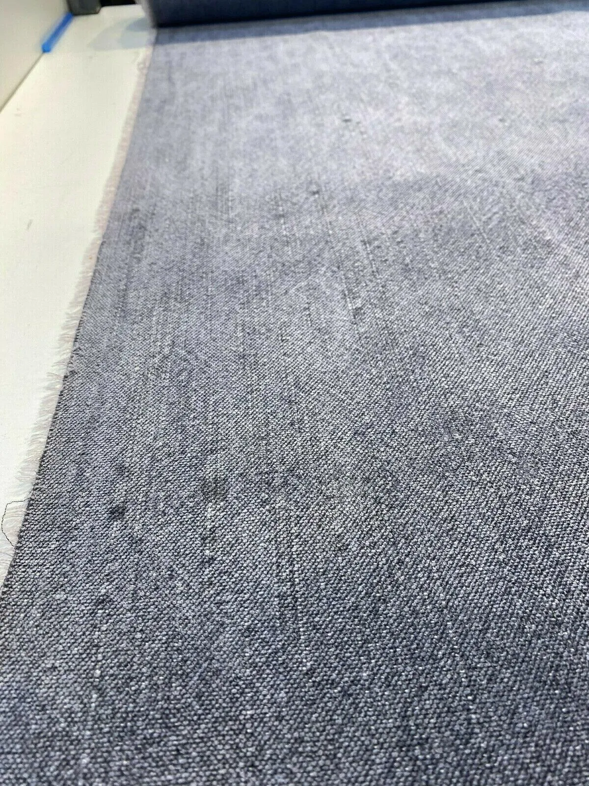 Calvin Linen Denim Blue Italian Drapery Upholstery Fabric by the yard