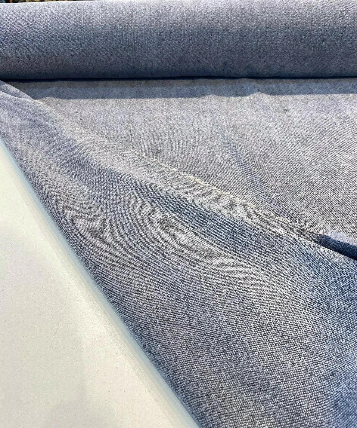 Calvin Linen Denim Blue Italian Drapery Upholstery Fabric by the yard