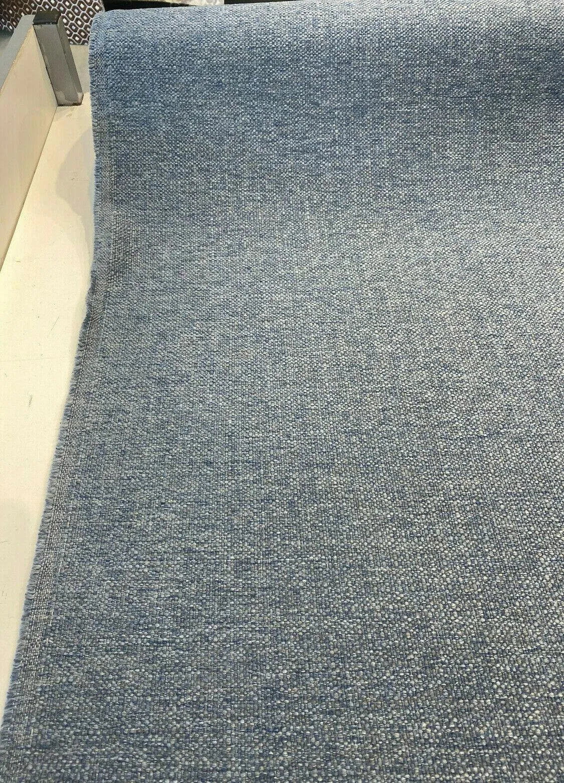 Chenille Performance Sampson Blue Denim Upholstery Fabric by the yard