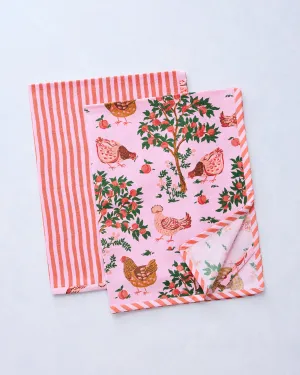 Hen House - Tea Towels Set Of 2 - Ballet Pink