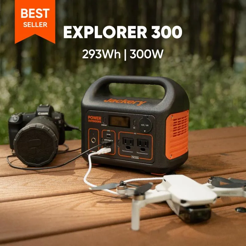 Jackery Portable Power Station Explorer 300 for Summer Travel, 293Wh Backup Lithium Battery, 110V/300W Pure Sine Wave AC Outlet, Solar Generator (Solar Panel Not Included) for Outdoors Camping Travel Hunting Blackout Power Portable Solar