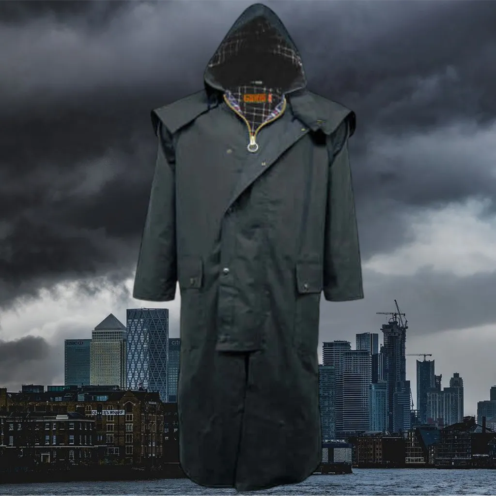 Long Wax Cape Coat - Game Waxed Stockman Jacket