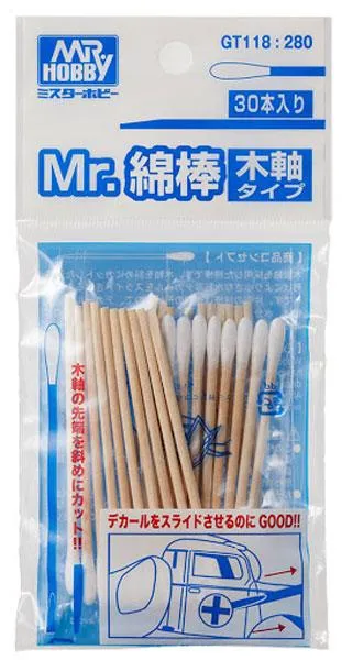 Mr. Hobby GT118 Mr. Cotton Swab Wooden Stick Type (30pcs)