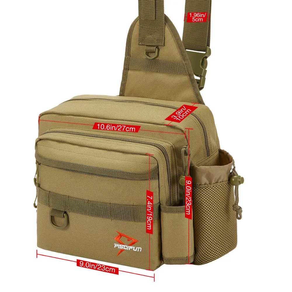 Piscifun Multi-purpose Nylon Sling Bag Water-Resistant Outdoor Fishing Tackle Storage Bag Cross Body Sling Bag