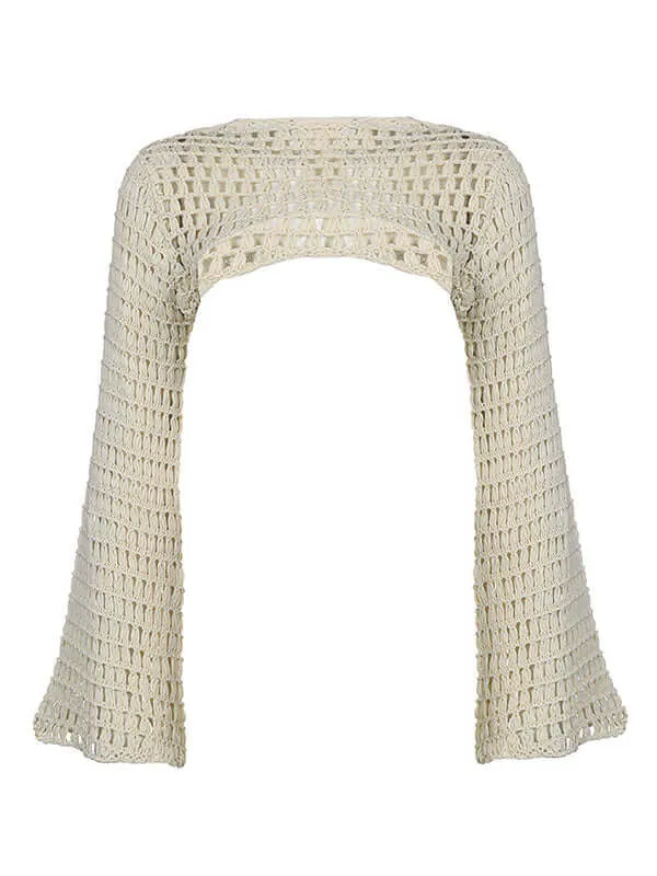 Stylish Long Sleeve Crochet Bolero Knit Top